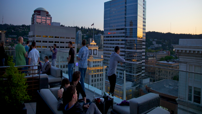 Enjoy the view from the Nines Rooftop Bar